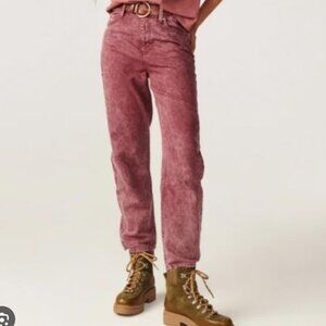 ba&sh Rosie High-Waist Straight Ankle Relaxed Fit Acid Washed Jeans Size 0